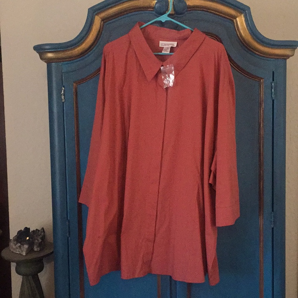 6X NWT Rust Button Tunic Top Silhouettes PLUS